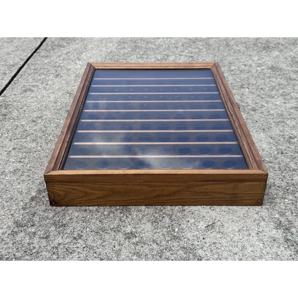 Vintage Tannery Lane Walnut 80 Golf Ball Display Case Glass Door Key